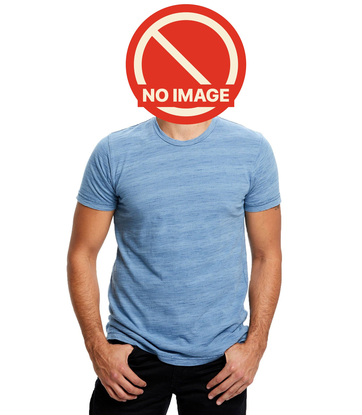 True Indigo Crew — Light indigo, front (face covered with the NO IMAGE mark)